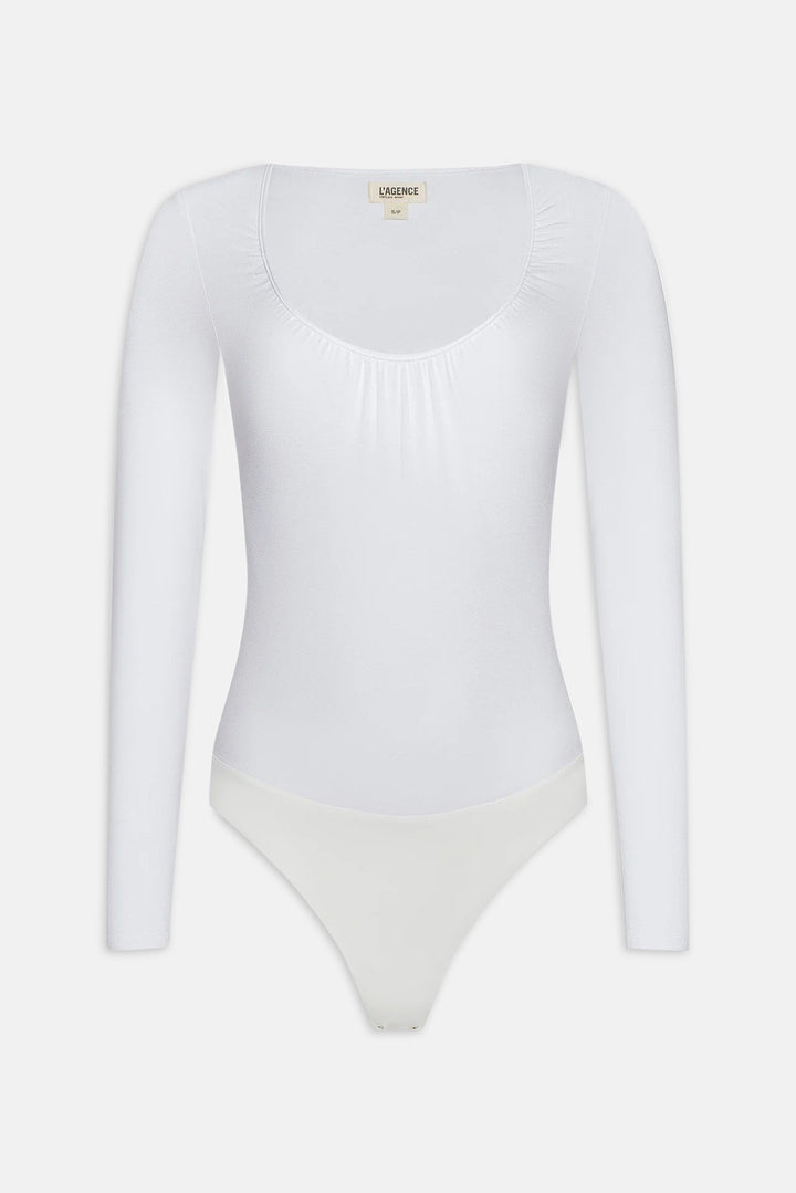 Cassandra Ruched Bodysuit White