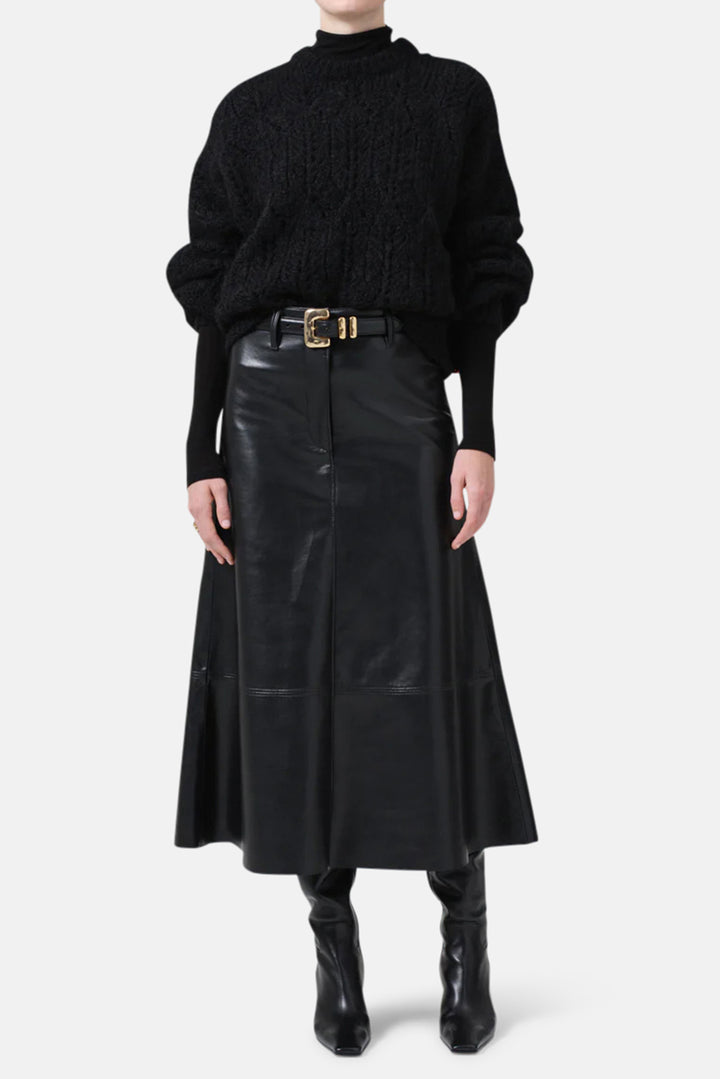 Cassia Leather Skirt Black