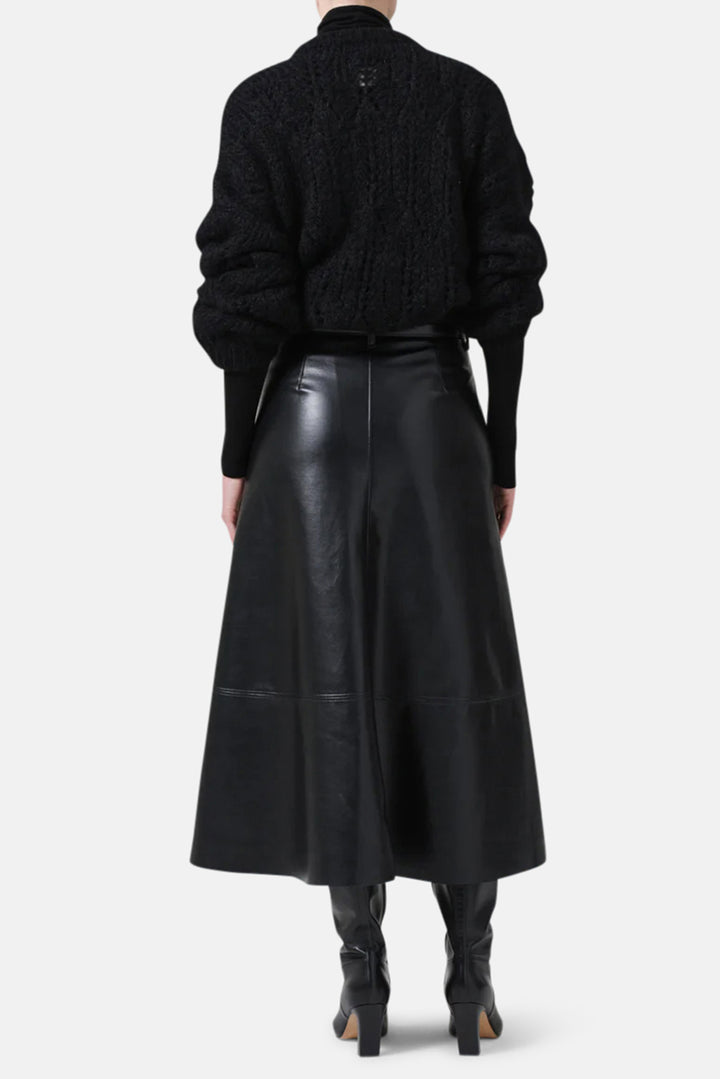 Cassia Leather Skirt Black