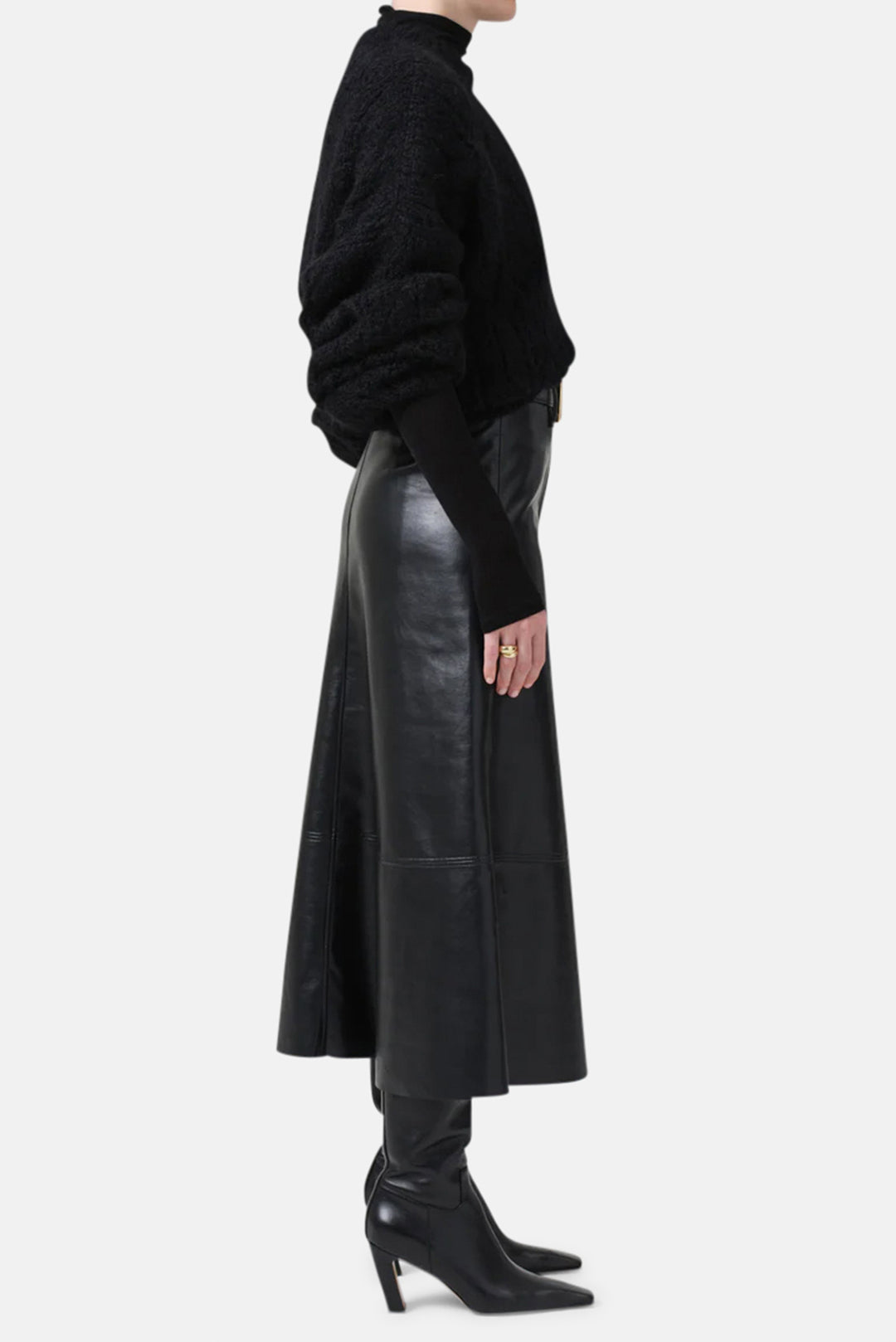 Cassia Leather Skirt Black