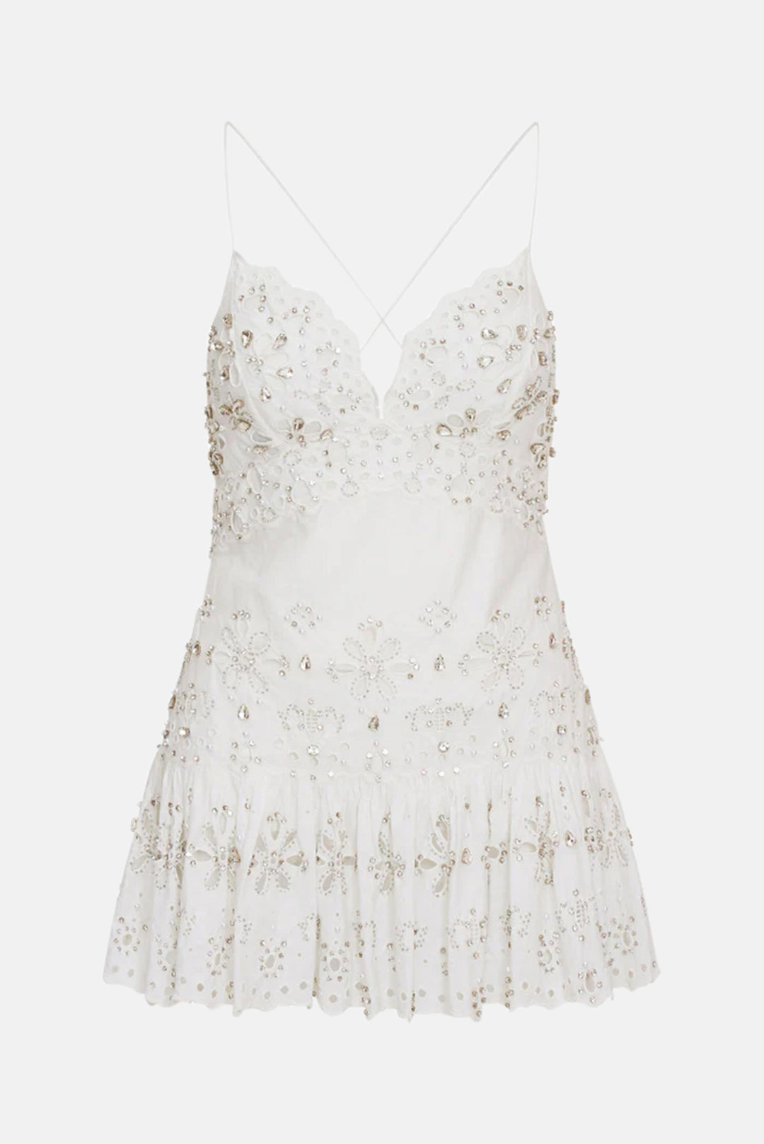 catana rhinestone cotton mini dress Catana Rhinestone Mini Dress