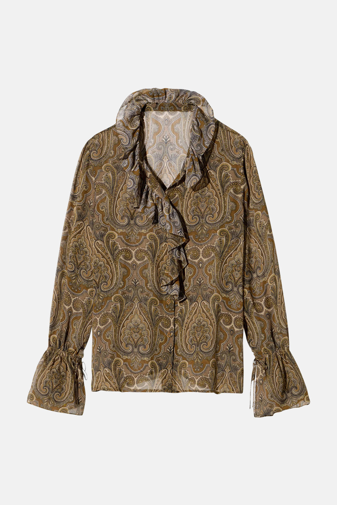 Cecily Silk Shirt Khaki Paisley