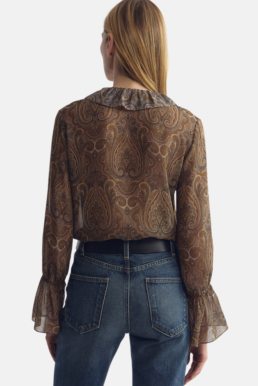 Cecily Silk Shirt Khaki Paisley