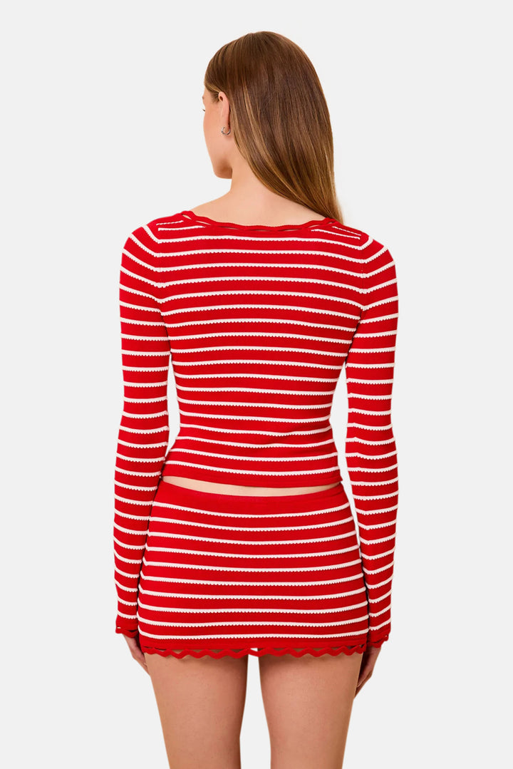 Celeste Skirt Tucked Stripe Lipstick Red
