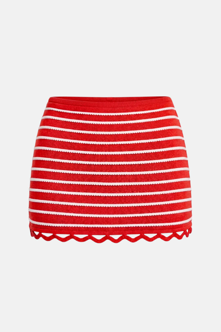 Celeste Skirt Tucked Stripe Lipstick Red
