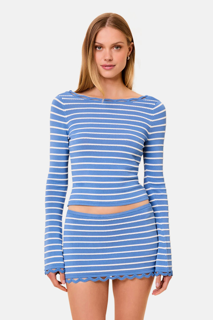 Celeste Skirt Tucked Stripe Marina Blue