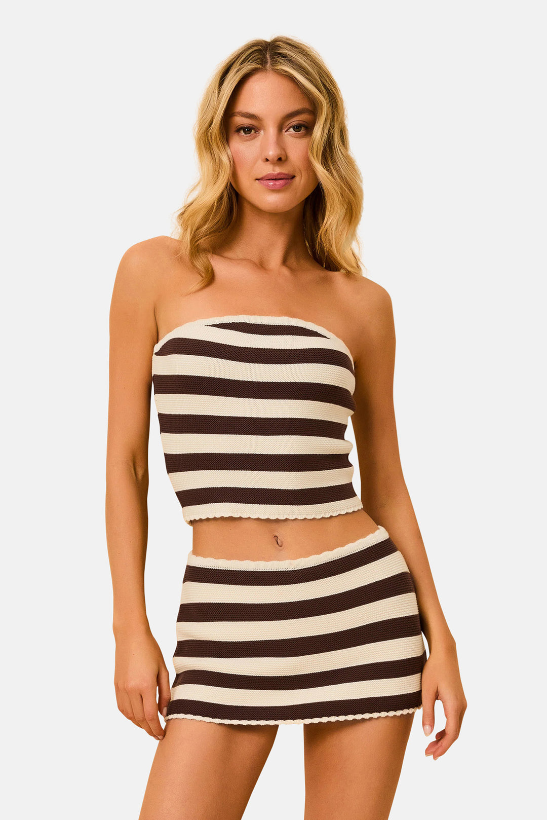 Celeste Tube Top Truffle / Brule Stripe