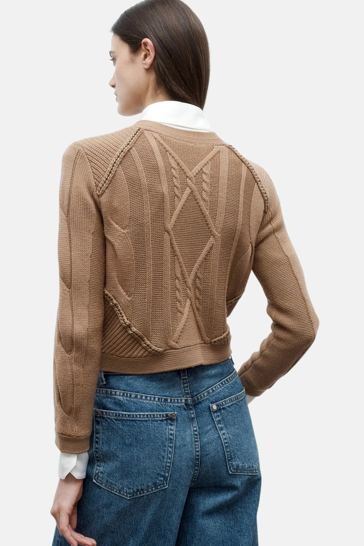 Chain Sweater Jacket in Camel