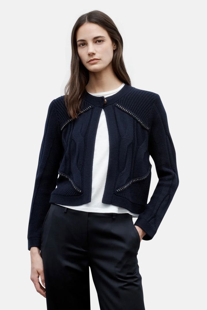 Chain Sweater Jacket in Midnight
