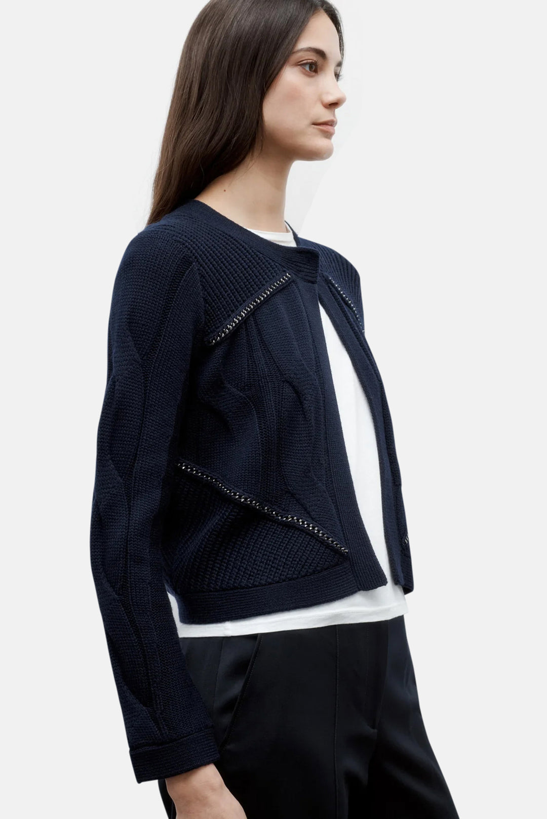 Chain Sweater Jacket in Midnight