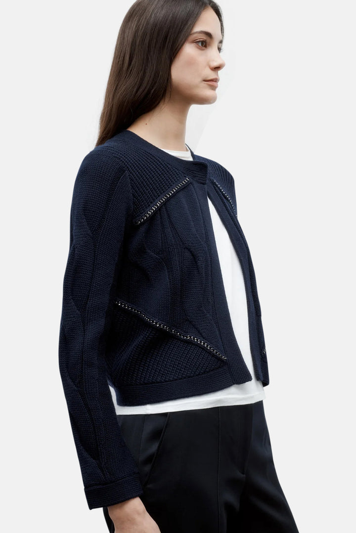 Chain Sweater Jacket in Midnight
