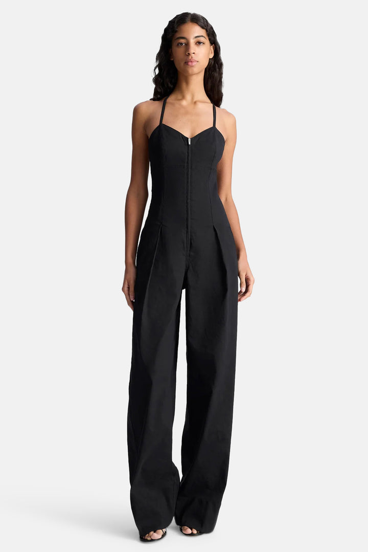Chandler Stretch Linen Jumpsuit Black