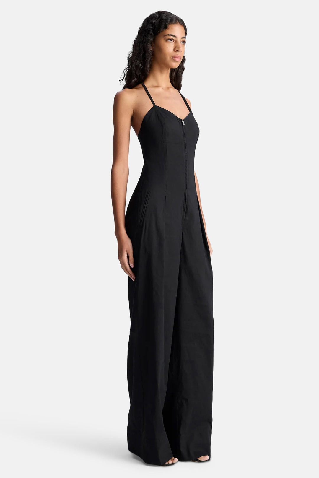 Chandler Stretch Linen Jumpsuit Black