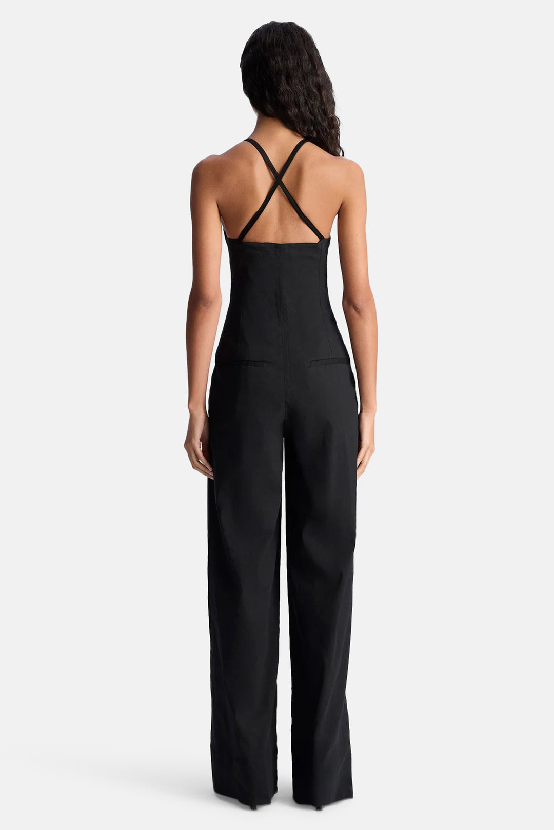 Chandler Stretch Linen Jumpsuit Black