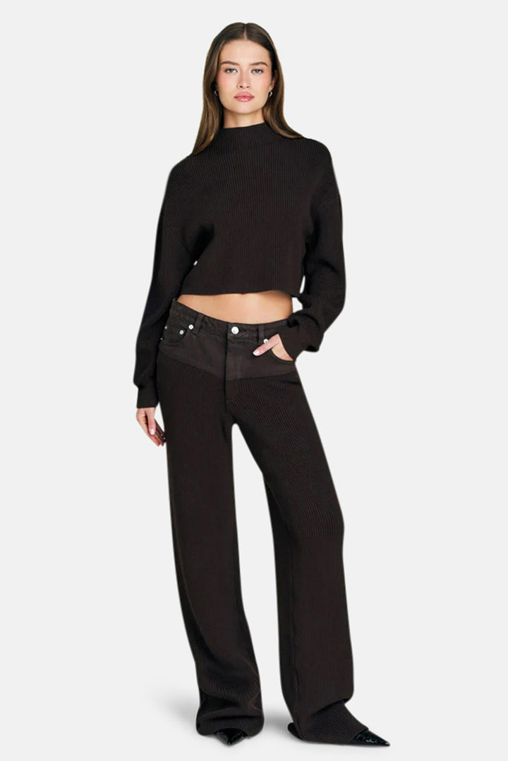 Chani Knit Denim Pant Slate Brown