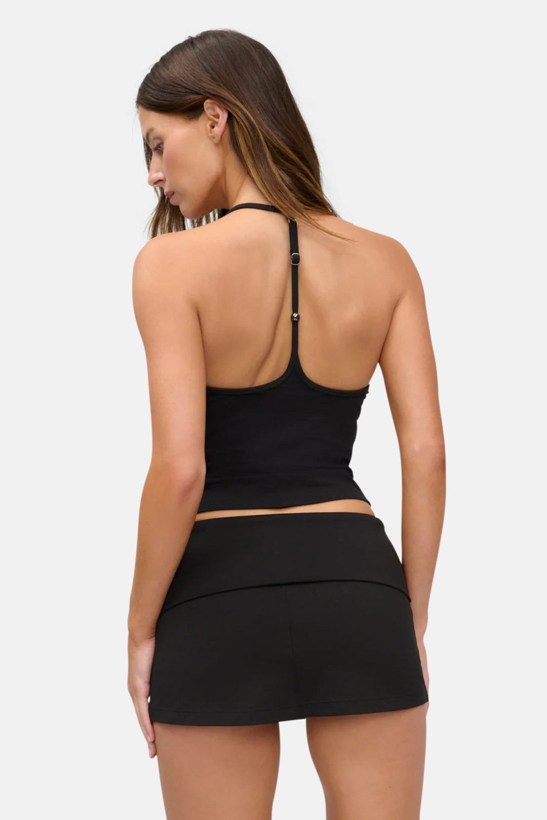 Chantal Cotton Halter Top Black