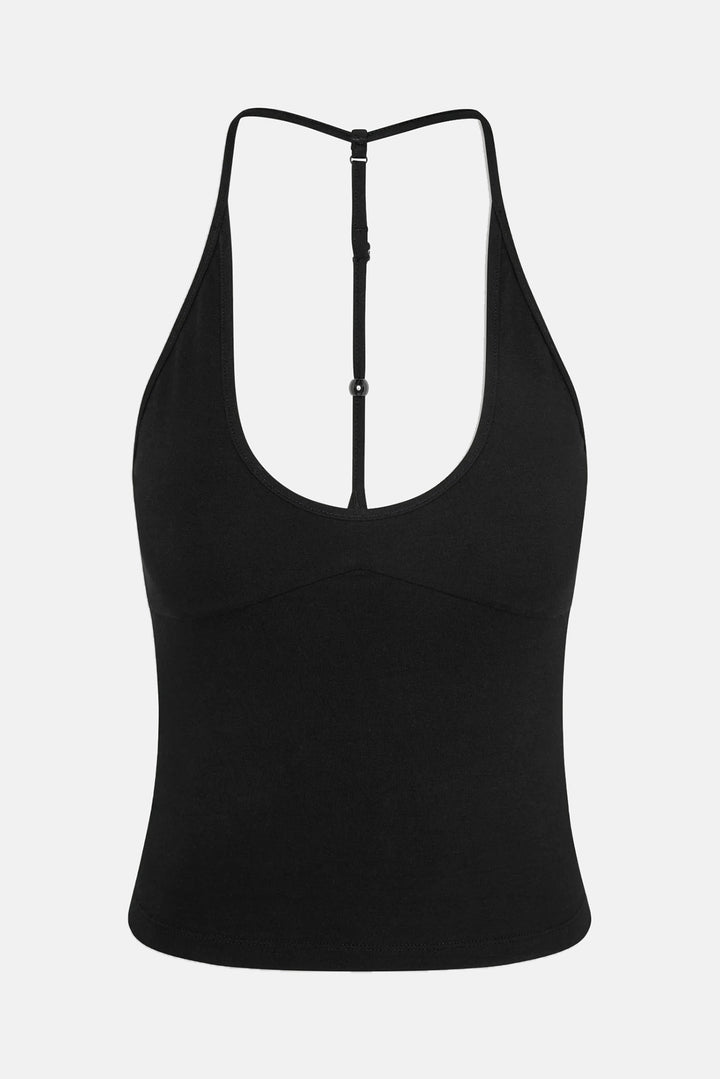 Chantal Cotton Halter Top Black