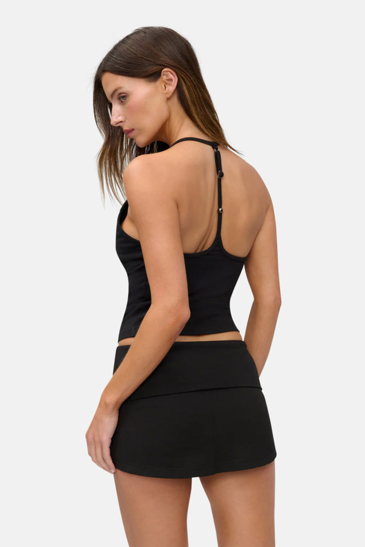Chantal Foldover Mini Skort Black