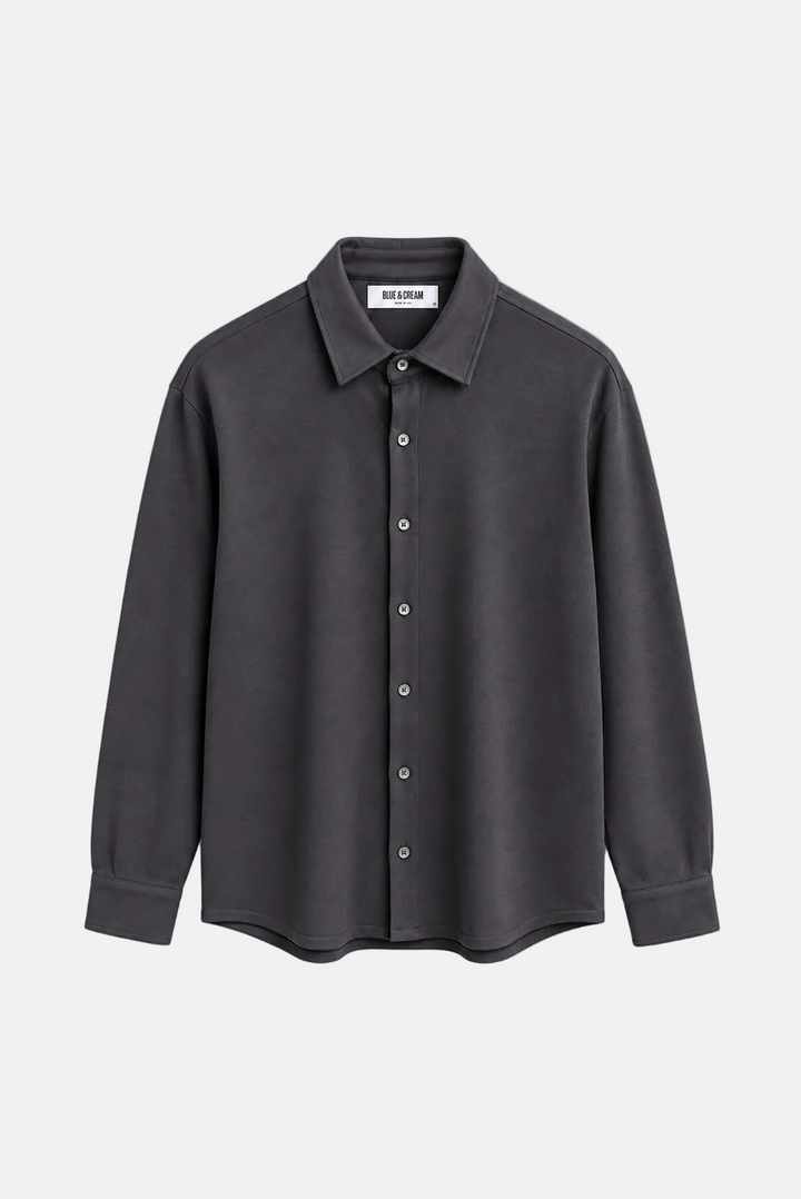 Elyon Soft Jersey Button Up Bat Grey