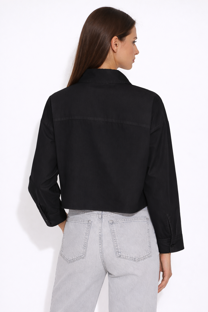 Gansett Poplin Crop Shirt Black