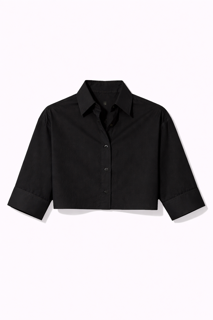 Gansett Poplin Crop Shirt Black