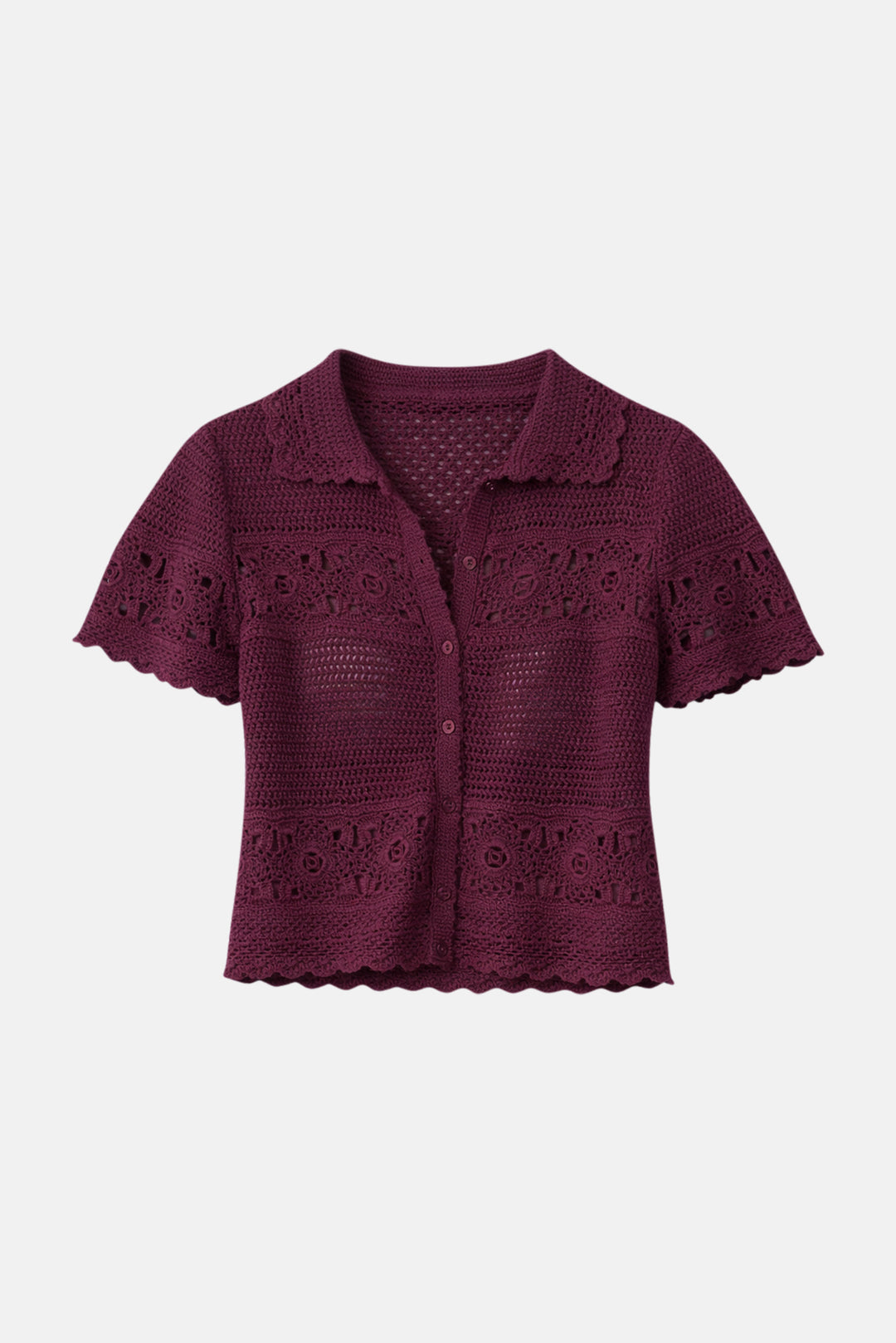 Molly Crochet Shirt Burgundy