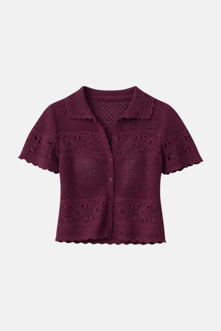 Molly Crochet Shirt Burgundy