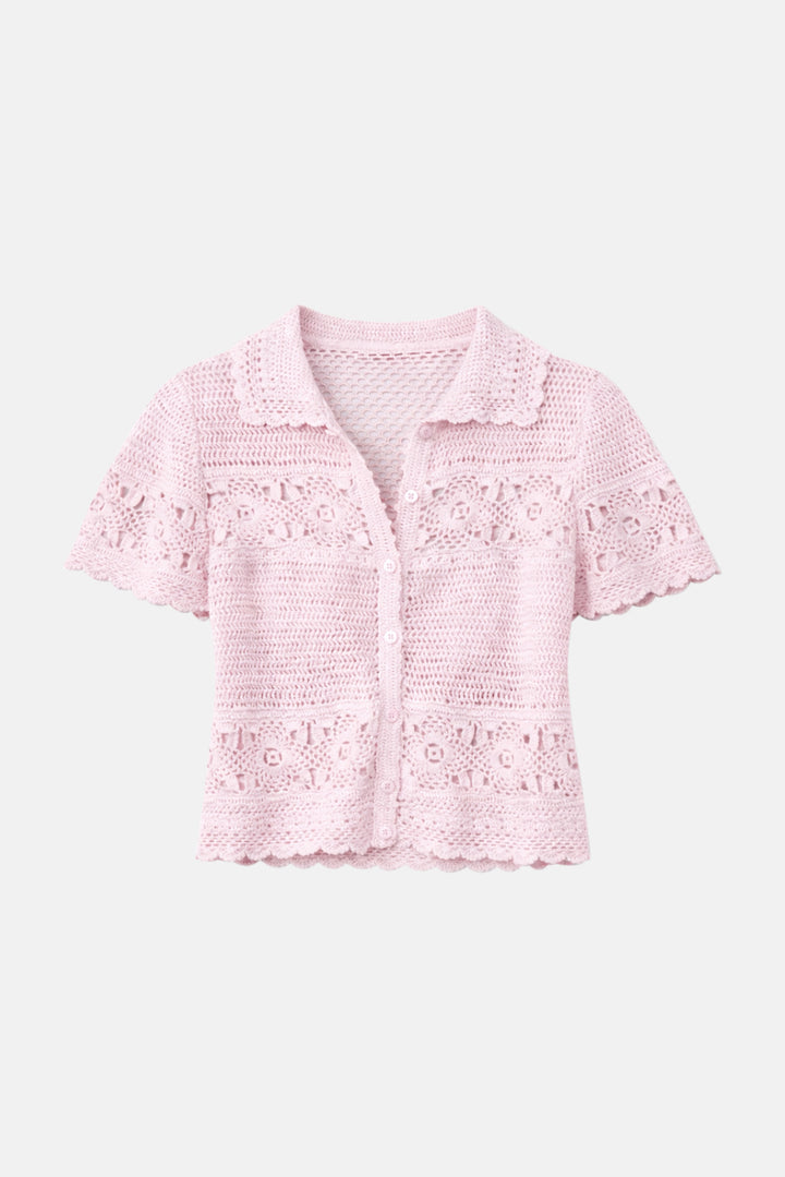 Molly Crochet Shirt Pale Pink