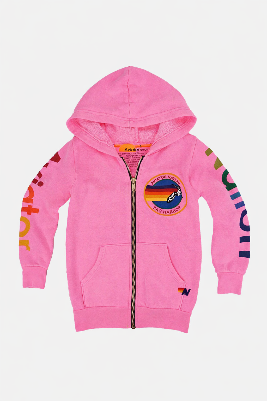 Kids Sag Harbor Signature Zip Hoodie Neon Pink