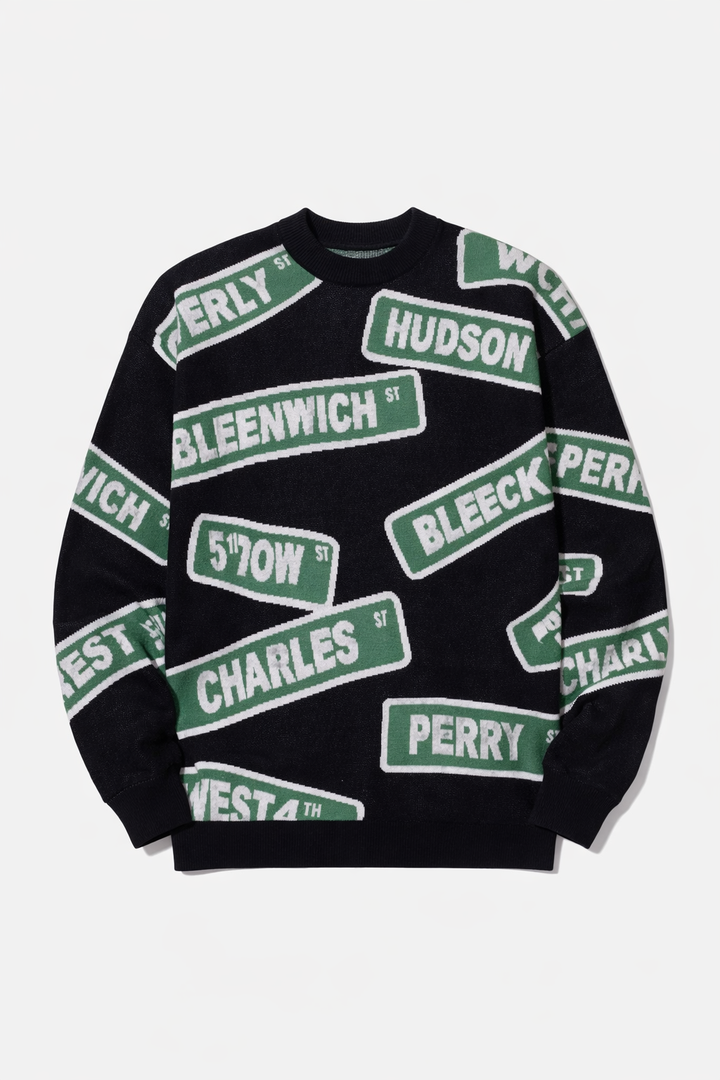 Bleecker Street Crew Sweater Black Combo
