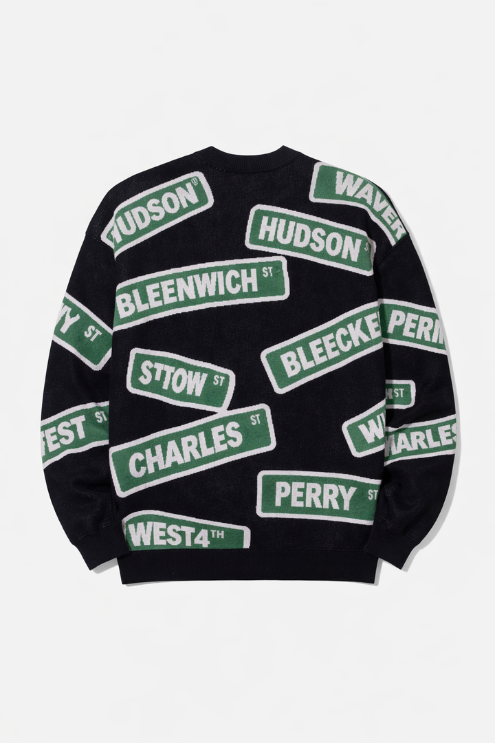 Bleecker Street Crew Sweater Black Combo