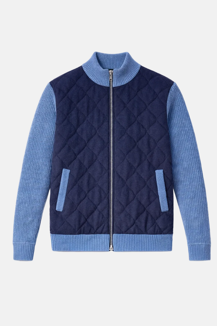Cashmere Quilted Combo Zip Navy