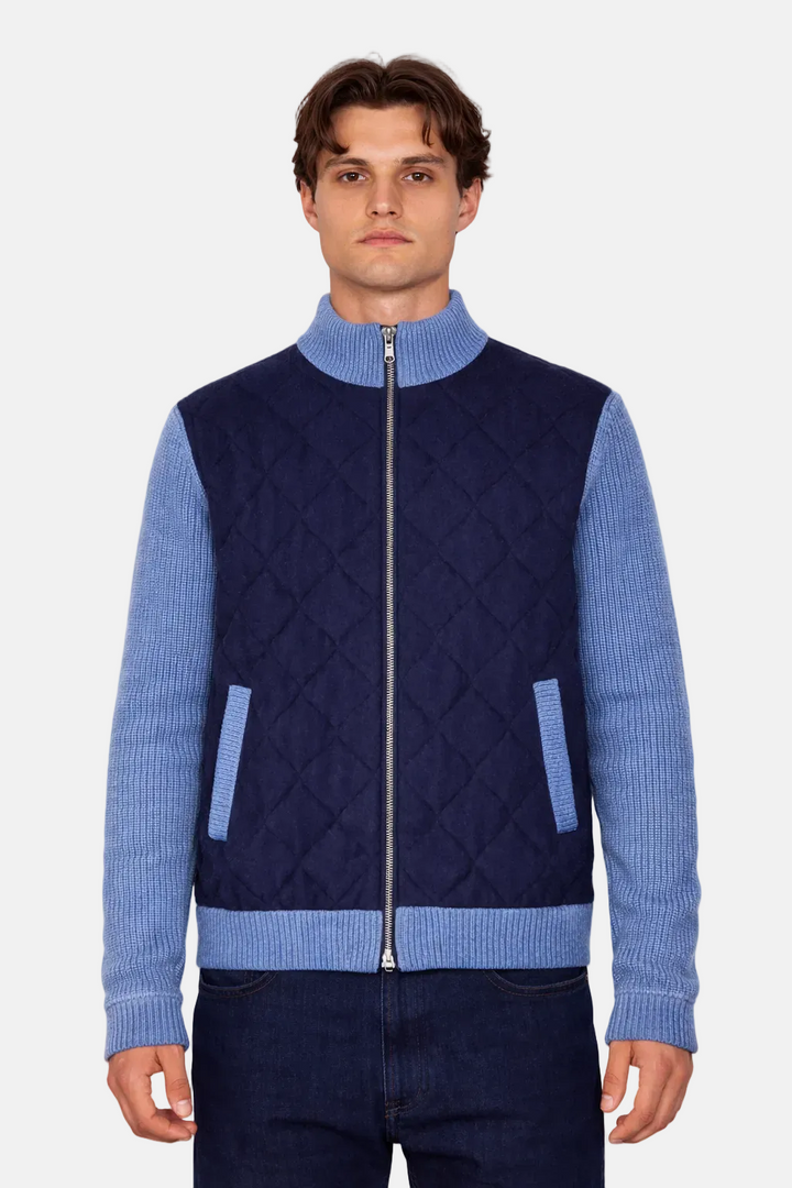Cashmere Quilted Combo Zip Navy
