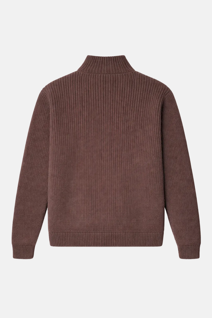 Cashmere Quilted Combo Zip Dark Brown