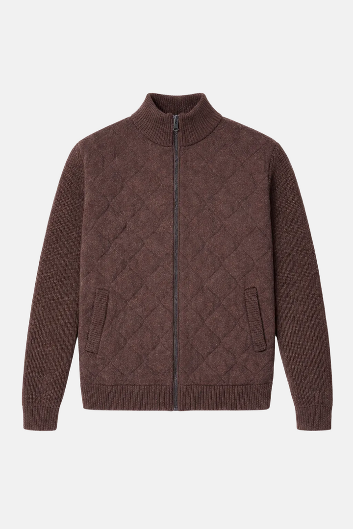 Cashmere Quilted Combo Zip Dark Brown