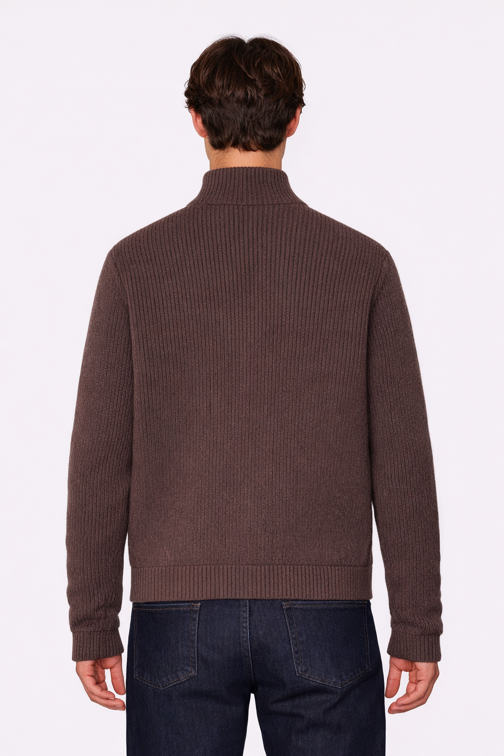 Cashmere Quilted Combo Zip Dark Brown