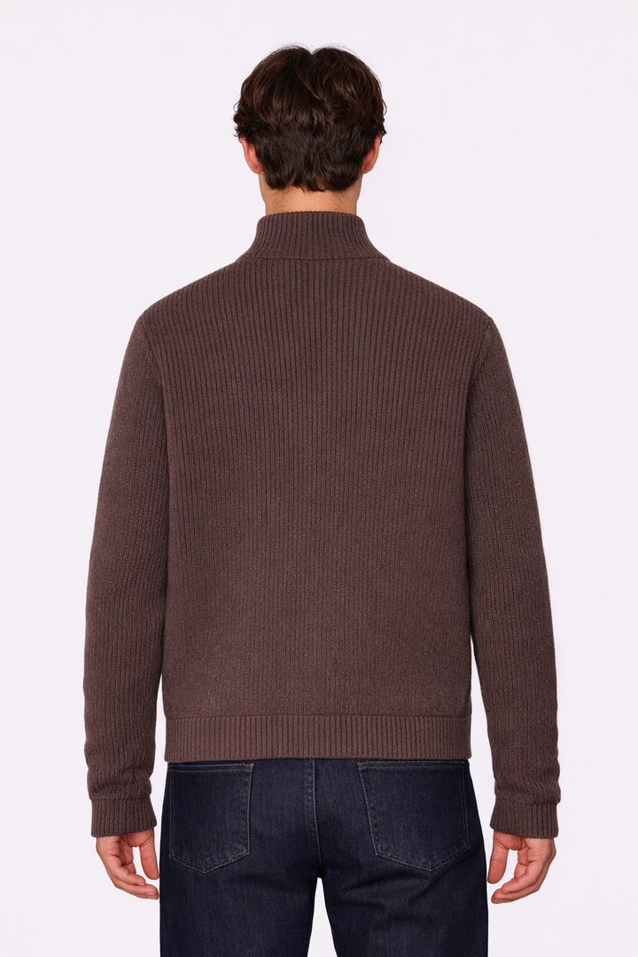 Cashmere Quilted Combo Zip Dark Brown