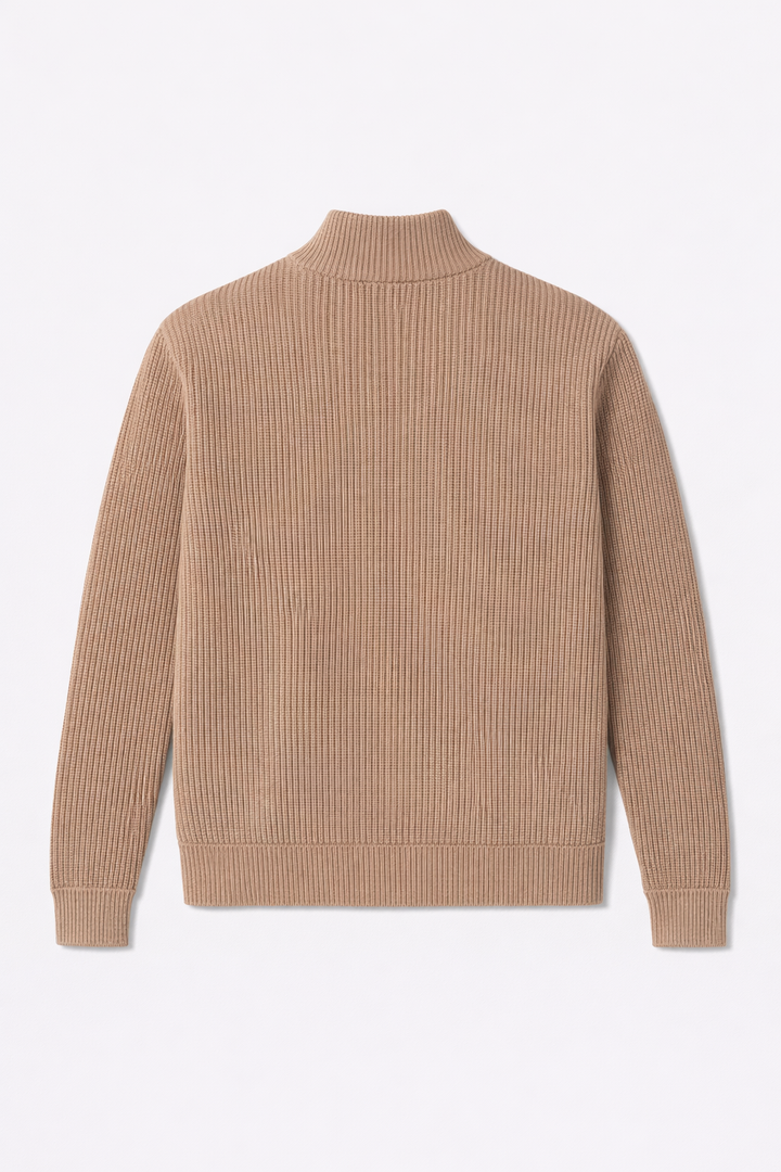 Cashmere Quilted Combo Zip Light Brown