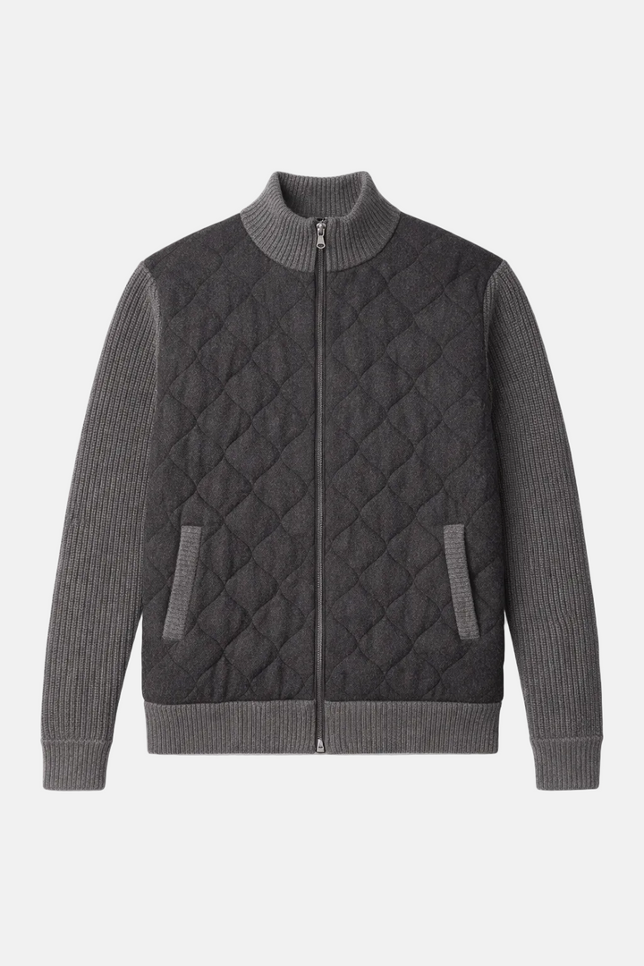 Cashmere Quilted Combo Zip Dark Grey