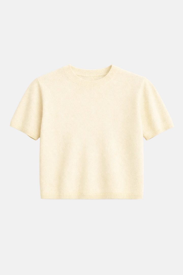 Bella Cashmere Short Sleeve Tee Pale Yellow