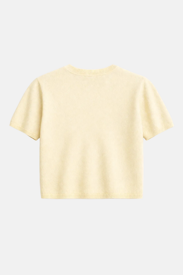 Bella Cashmere Short Sleeve Tee Pale Yellow