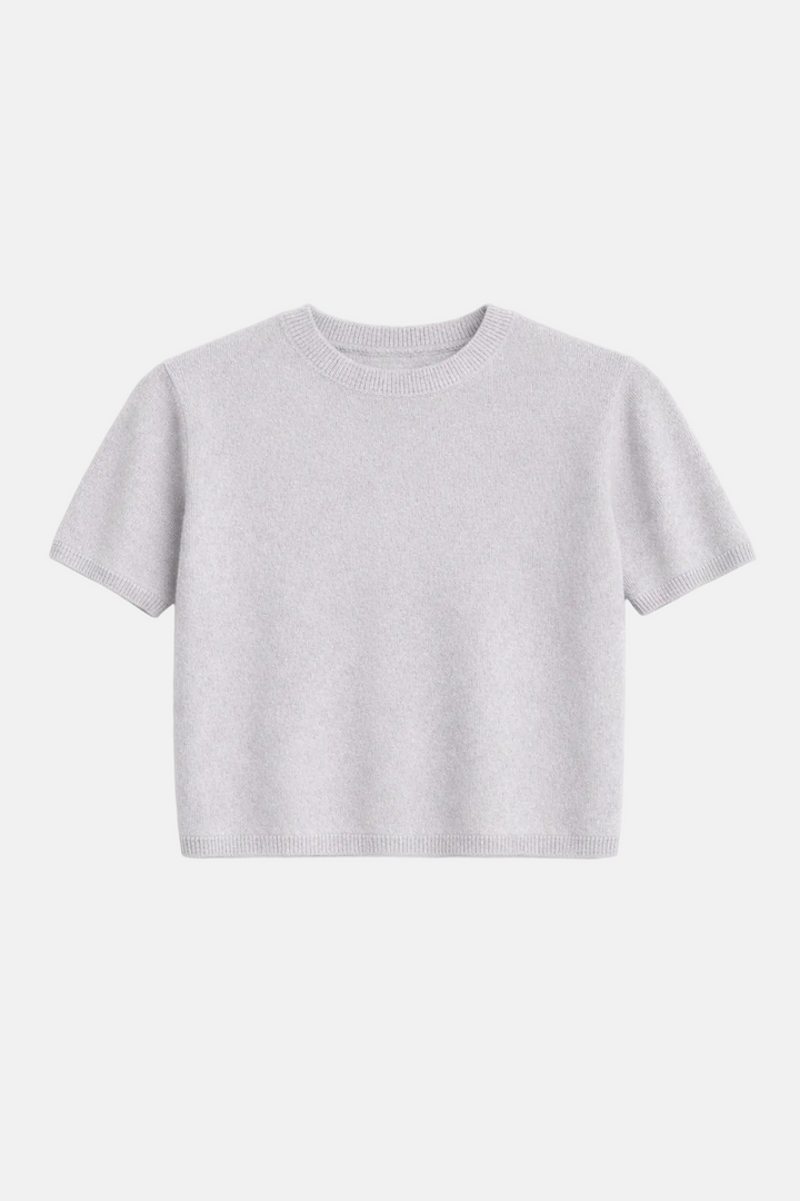Bella Cashmere Short Sleeve Tee Pale Grey