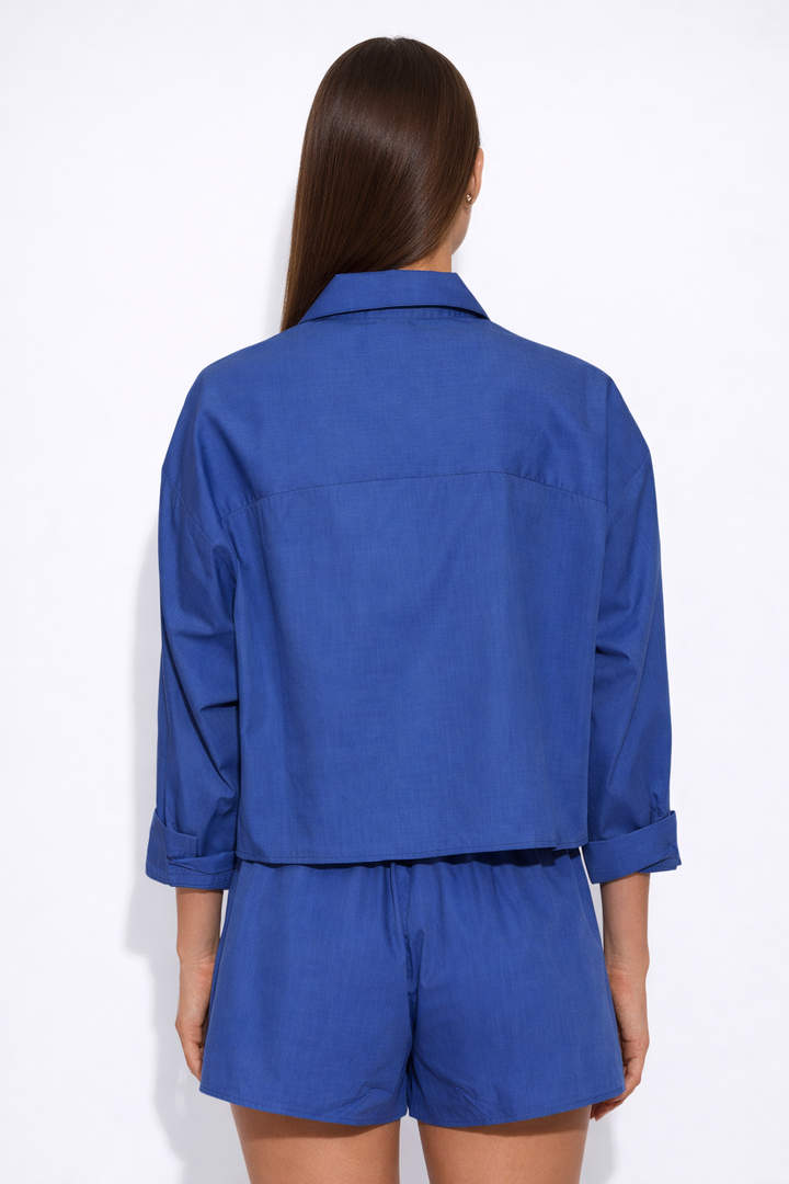 Gansett Poplin Crop Shirt Dark Chambray