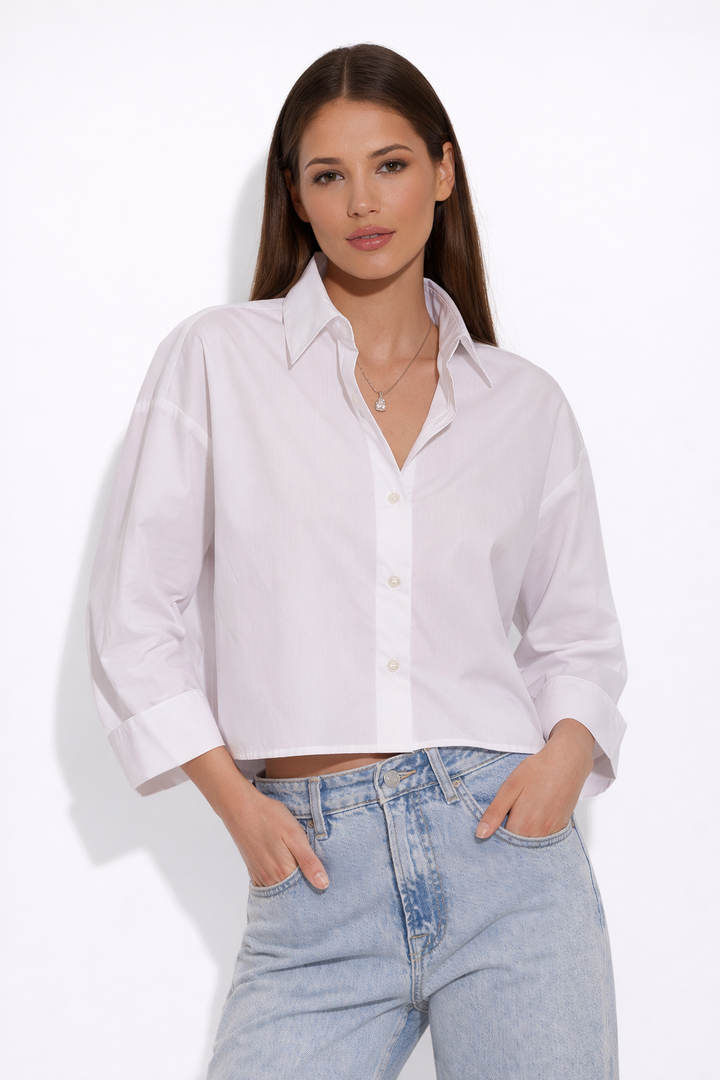 Gansett Poplin Crop Shirt White