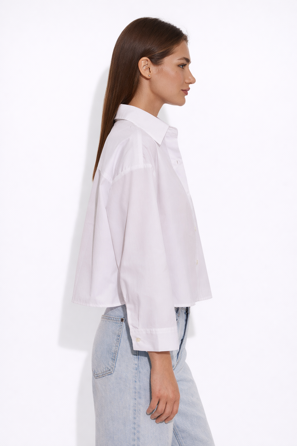 Gansett Poplin Crop Shirt White