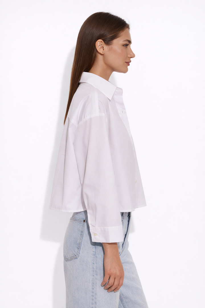 Gansett Poplin Crop Shirt White