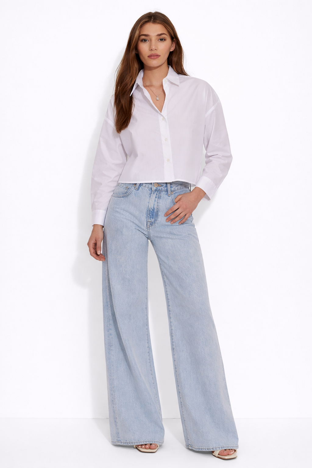 Gansett Poplin Crop Shirt White