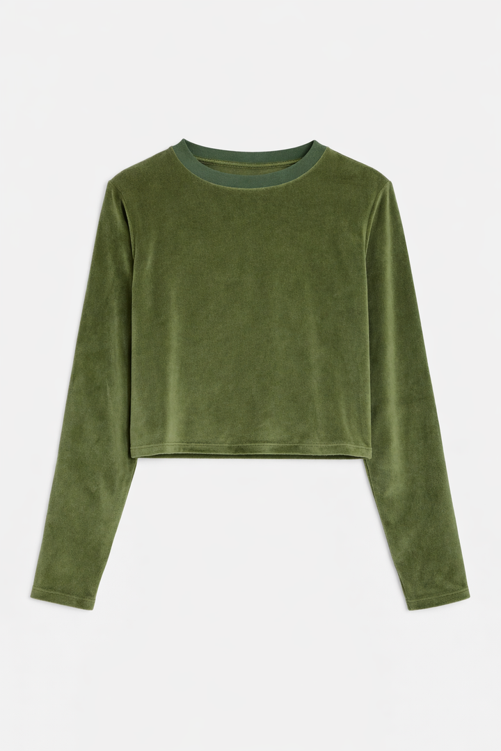 Jayne Velour Crewneck Army Green