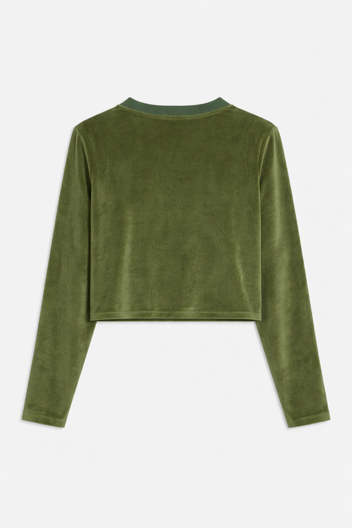 Jayne Velour Crewneck Army Green