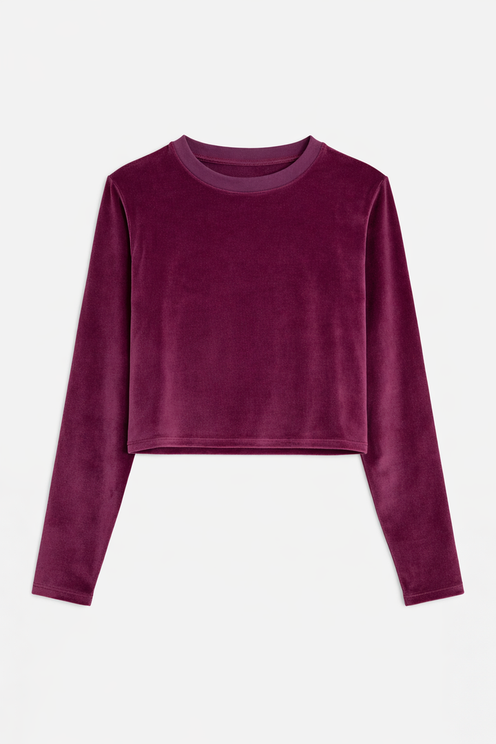 Jayne Velour Crewneck Plum
